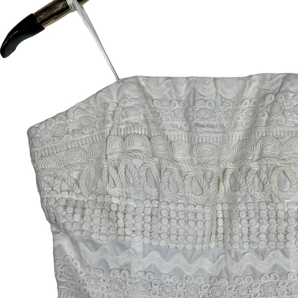 LILLY PULITZER WHITE LABEL RICK RACK RIBBON STRAPLESS WHITE MINI SHEATH DRESS - Picture 10 of 15